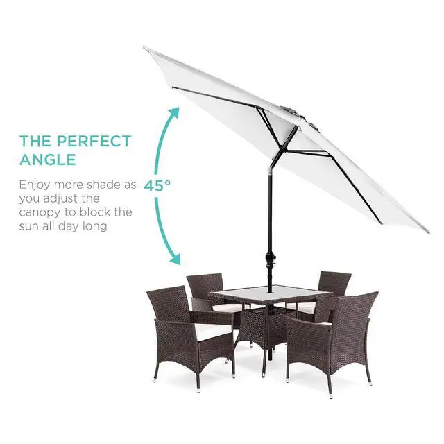 Alt view image 2 of 7 - 10ft Outdoor Patio Umbrella, Outdoor Table Umbrella, Yard Umbrella, Market Umbrella with 6 Sturdy Ribs, Push Button, Tilt and Crank - White