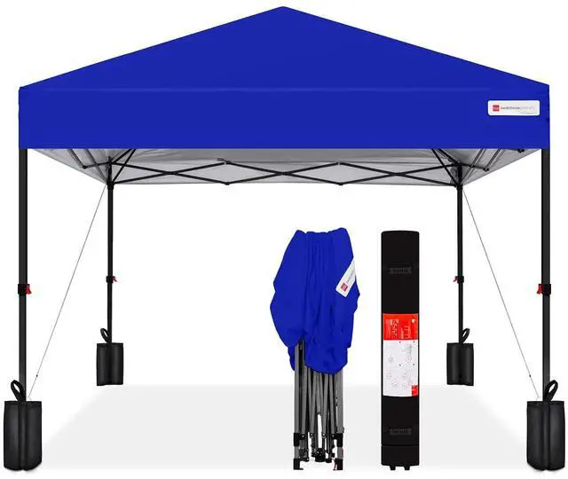 Main image of 10x10ft Pop Up Canopy Tent, Outdoor Shade, 1 Person 1 Minute Set Up, Carry Case, 4 Weight Bags - Resort Blue
