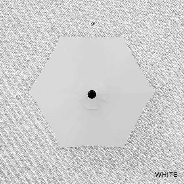 Alt view image 4 of 7 - 10ft Outdoor Patio Umbrella, Outdoor Table Umbrella, Yard Umbrella, Market Umbrella with 6 Sturdy Ribs, Push Button, Tilt and Crank - White