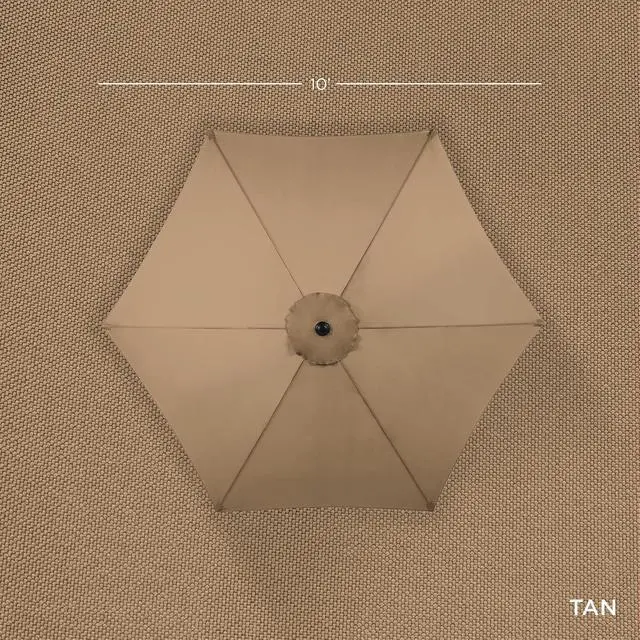 Alt view image 4 of 7 - 10ft Outdoor Patio Umbrella, Outdoor Table Umbrella, Yard Umbrella, Market Umbrella with 6 Sturdy Ribs, Push Button, Tilt and Crank - Tan