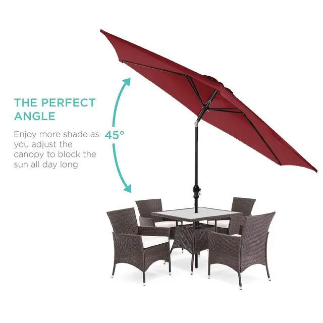 Alt view image 2 of 7 - 10ft Outdoor Patio Umbrella, Outdoor Table Umbrella, Yard Umbrella, Market Umbrella with 6 Sturdy Ribs, Push Button, Tilt and Crank - Red