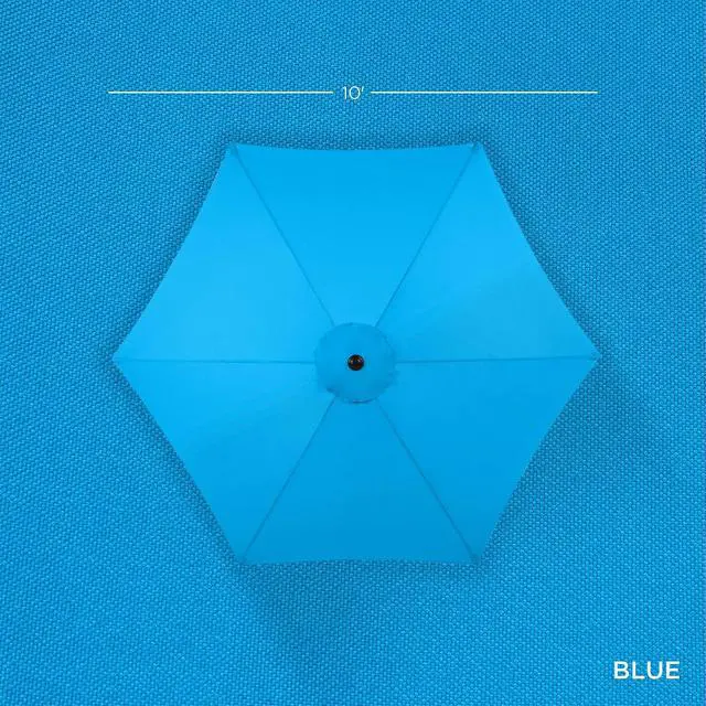 Alt view image 4 of 7 - 10ft Outdoor Patio Umbrella, Outdoor Table Umbrella, Yard Umbrella, Market Umbrella with 6 Sturdy Ribs, Push Button, Tilt and Crank - Sky Blue