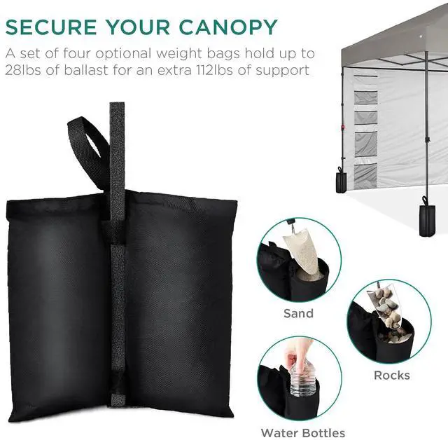 Alt view image 5 of 7 - 10x10ft Pop Up Canopy Tent with Sidewall, 1 Person 1 Minute Set Up, Carry Case, 4 Weight Bags - Light Gray
