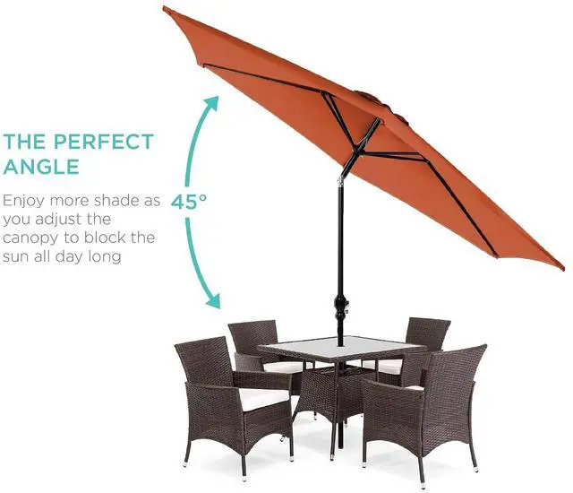 Alt view image 2 of 7 - 10ft Outdoor Patio Umbrella, Outdoor Table Umbrella, Yard Umbrella, Market Umbrella with 6 Sturdy Ribs, Push Button, Tilt and Crank - Rust