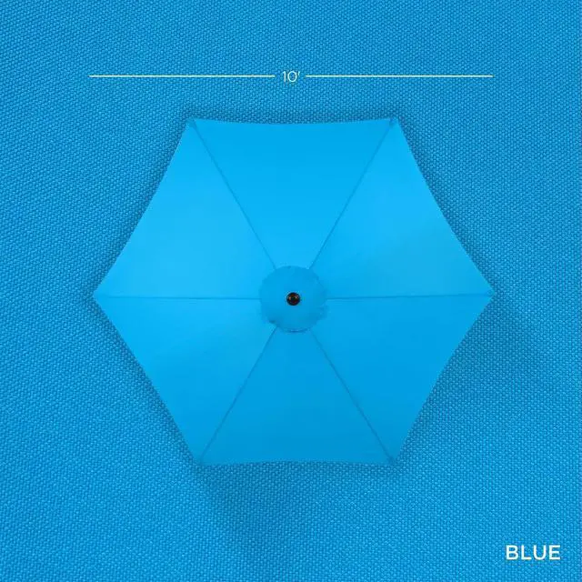 Alt view image 7 of 7 - 10ft Market Umbrella, Outdoor Sun Shade for Backyard, Deck, Poolside, Table w/Woodgrain Pattern, Easy Tilt & Crank - Sky Blue