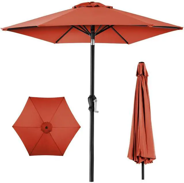 Main image of 10ft Outdoor Patio Umbrella, Outdoor Table Umbrella, Yard Umbrella, Market Umbrella with 6 Sturdy Ribs, Push Button, Tilt and Crank - Rust