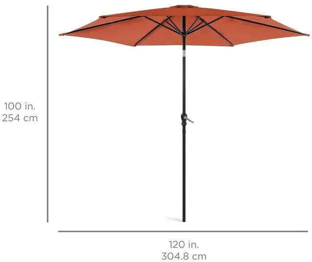 Alt view image 7 of 7 - 10ft Outdoor Patio Umbrella, Outdoor Table Umbrella, Yard Umbrella, Market Umbrella with 6 Sturdy Ribs, Push Button, Tilt and Crank - Rust