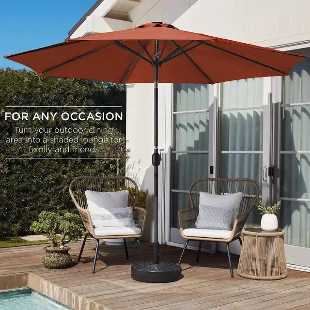 Alt view image 3 of 7 - 10ft Outdoor Patio Umbrella, Outdoor Table Umbrella, Yard Umbrella, Market Umbrella with 6 Sturdy Ribs, Push Button, Tilt and Crank - Rust