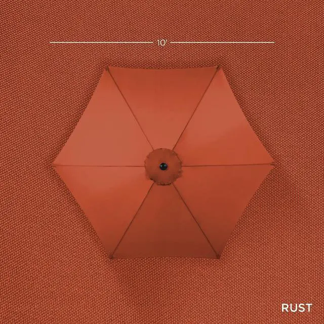 Alt view image 4 of 7 - 10ft Outdoor Patio Umbrella, Outdoor Table Umbrella, Yard Umbrella, Market Umbrella with 6 Sturdy Ribs, Push Button, Tilt and Crank - Rust