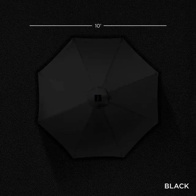 Alt view image 4 of 7 - 10ft Solar Polyester LED Lighted Patio Umbrella w/Tilt Adjustment and UV-Resistant Fabric - Black