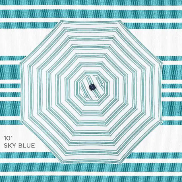 Alt view image 4 of 7 - 10ft Solar Polyester LED Lighted Patio Umbrella w/Tilt Adjustment and UV-Resistant Fabric - Striped Sky Blue