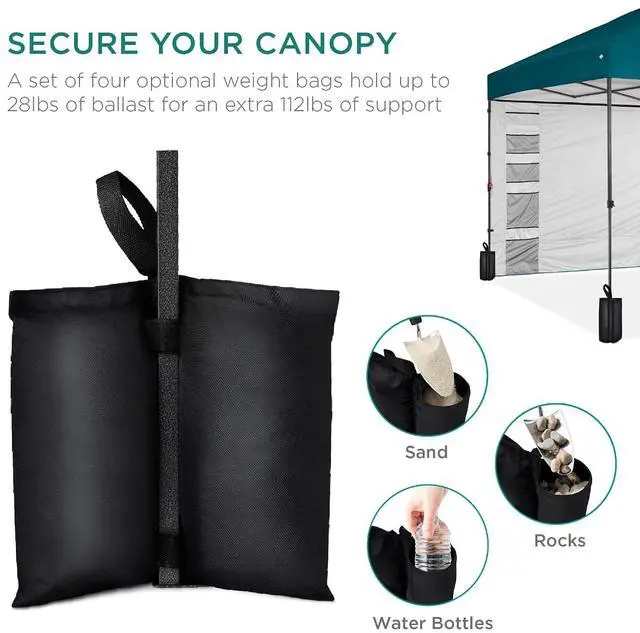 Alt view image 5 of 7 - 10x10ft Pop Up Canopy Tent with Sidewall, 1 Person 1 Minute Set Up, Carry Case, 4 Weight Bags - Cerulean