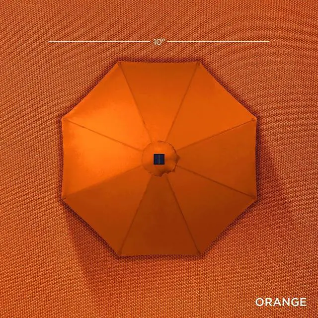 Alt view image 4 of 7 - 10ft Solar Polyester LED Lighted Patio Umbrella w/Tilt Adjustment and UV-Resistant Fabric - Orange