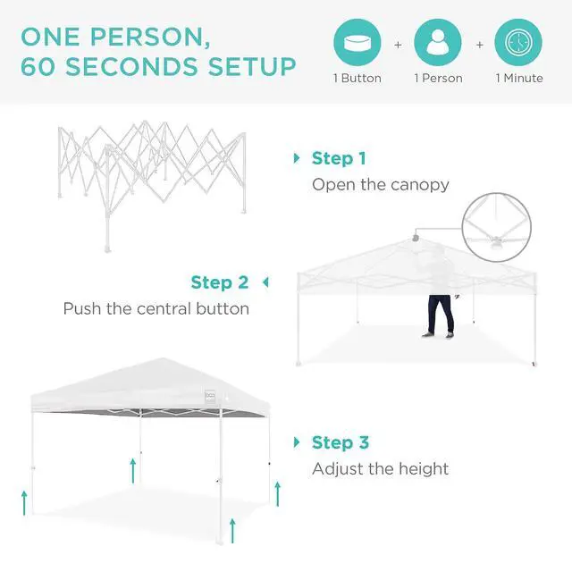 Alt view image 2 of 7 - 10x10ft Pop Up Canopy Tent, Outdoor Shade, 1 Person 1 Minute Set Up, Carry Case, 4 Weight Bags - White/White