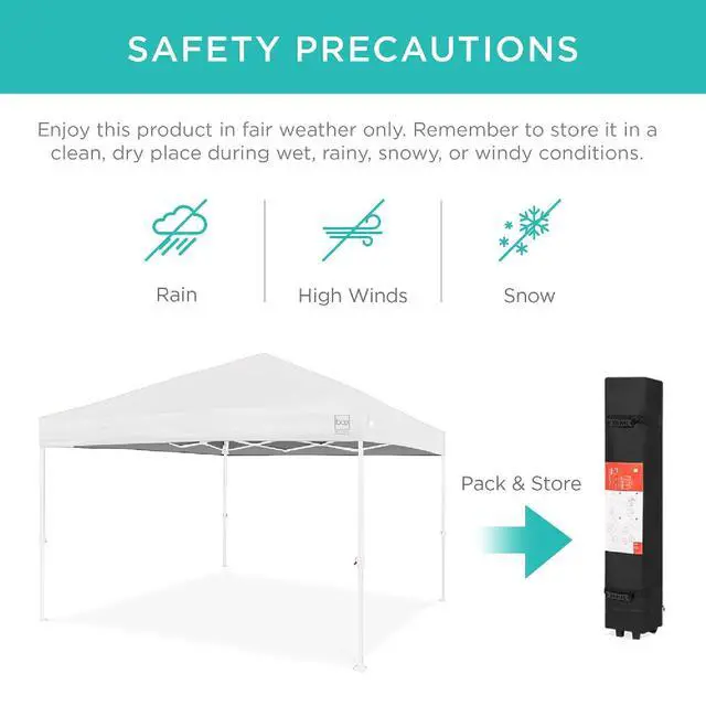 Alt view image 5 of 7 - 10x10ft Pop Up Canopy Tent, Outdoor Shade, 1 Person 1 Minute Set Up, Carry Case, 4 Weight Bags - White/White