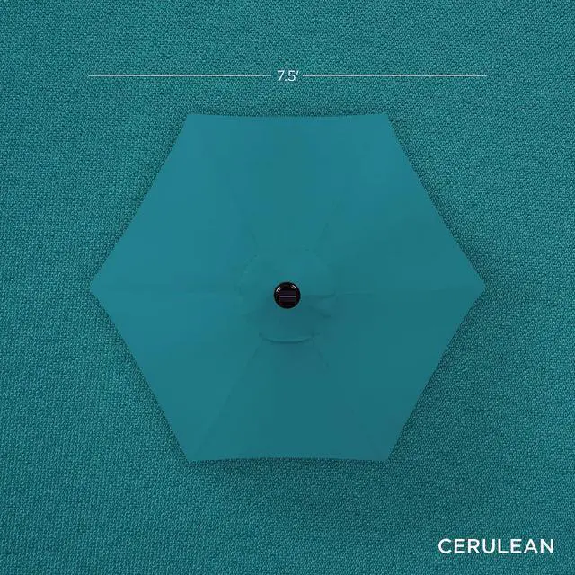 Alt view image 4 of 7 - 7.5ft Solar Umbrella LED Lighted Patio Umbrella, Table Market Umbrella with Tilt and Crank, Outdoor Umbrella for Garden, Deck, Backyard, Pool and Beach - Cerulean