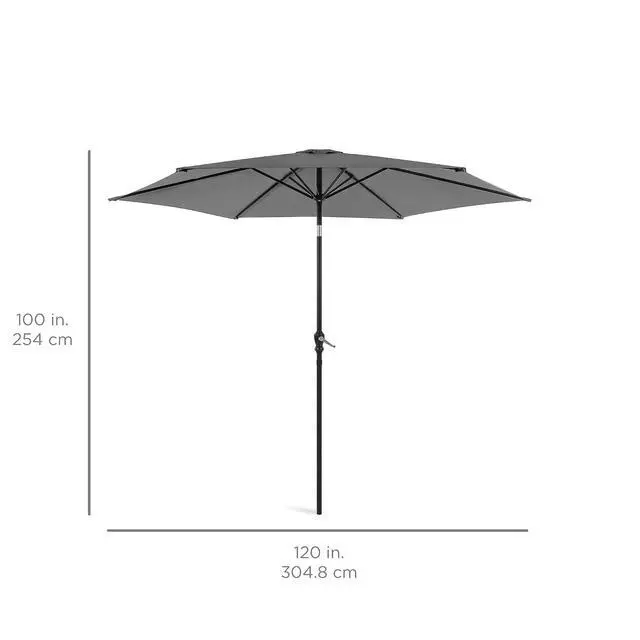 Alt view image 7 of 7 - 10ft Outdoor Patio Umbrella, Outdoor Table Umbrella, Yard Umbrella, Market Umbrella with 6 Sturdy Ribs, Push Button, Tilt and Crank - Gray