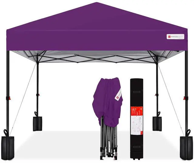 Main image of 10x10ft Pop Up Canopy Tent, Outdoor Shade, 1 Person 1 Minute Set Up, Carry Case, 4 Weight Bags - Amethyst Purple