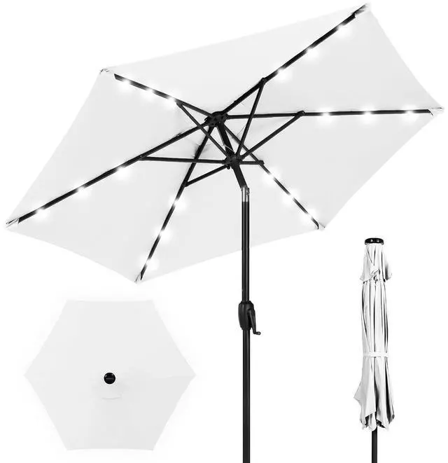 Main image of 7.5ft Solar Umbrella LED Lighted Patio Umbrella, Table Market Umbrella with Tilt and Crank, Outdoor Umbrella for Garden, Deck, Backyard, Pool and Beach - Bright White