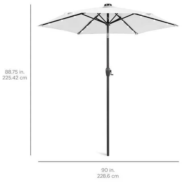 Alt view image 7 of 7 - 7.5ft Solar Umbrella LED Lighted Patio Umbrella, Table Market Umbrella with Tilt and Crank, Outdoor Umbrella for Garden, Deck, Backyard, Pool and Beach - Bright White
