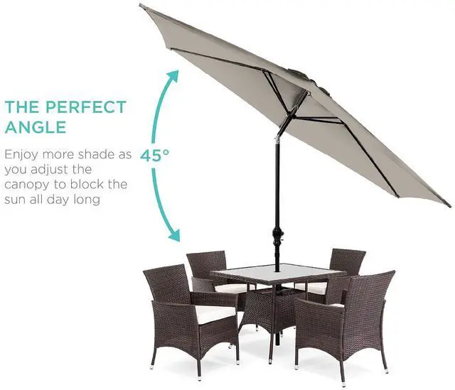 Alt view image 2 of 7 - 10ft Outdoor Patio Umbrella, Outdoor Table Umbrella, Yard Umbrella, Market Umbrella with 6 Sturdy Ribs, Push Button, Tilt and Crank - Beige