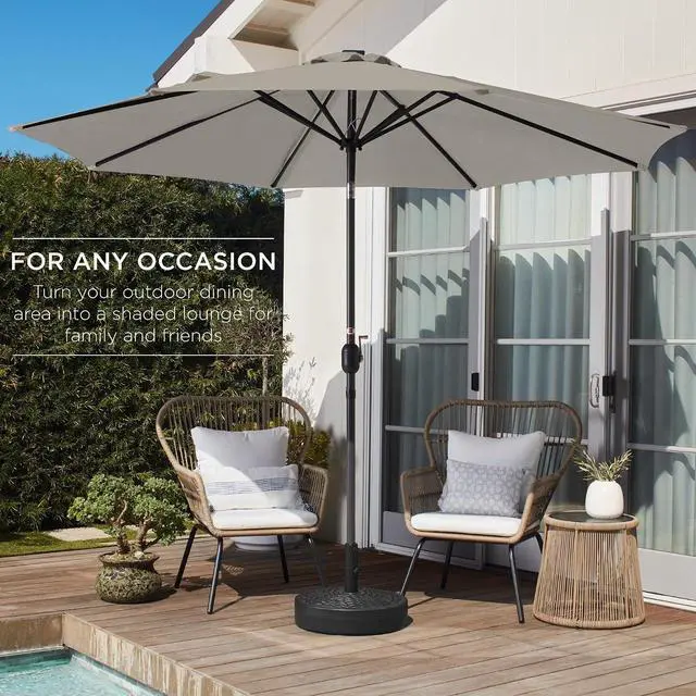 Alt view image 3 of 7 - 10ft Outdoor Patio Umbrella, Outdoor Table Umbrella, Yard Umbrella, Market Umbrella with 6 Sturdy Ribs, Push Button, Tilt and Crank - Beige