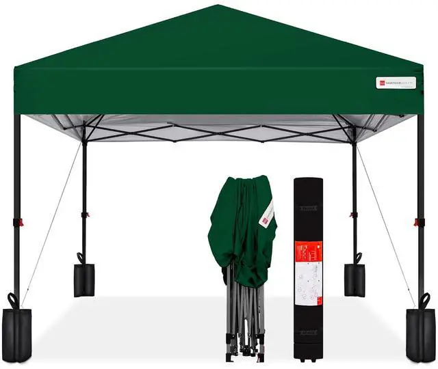 Main image of 10x10ft Pop Up Canopy Tent, Outdoor Shade, 1 Person 1 Minute Set Up, Carry Case, 4 Weight Bags - Forest Green