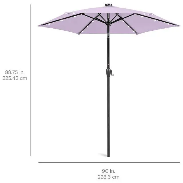 Alt view image 7 of 7 - 7.5ft Solar Umbrella LED Lighted Patio Umbrella, Table Market Umbrella with Tilt and Crank, Outdoor Umbrella for Garden, Deck, Backyard, Pool and Beach - Lavender