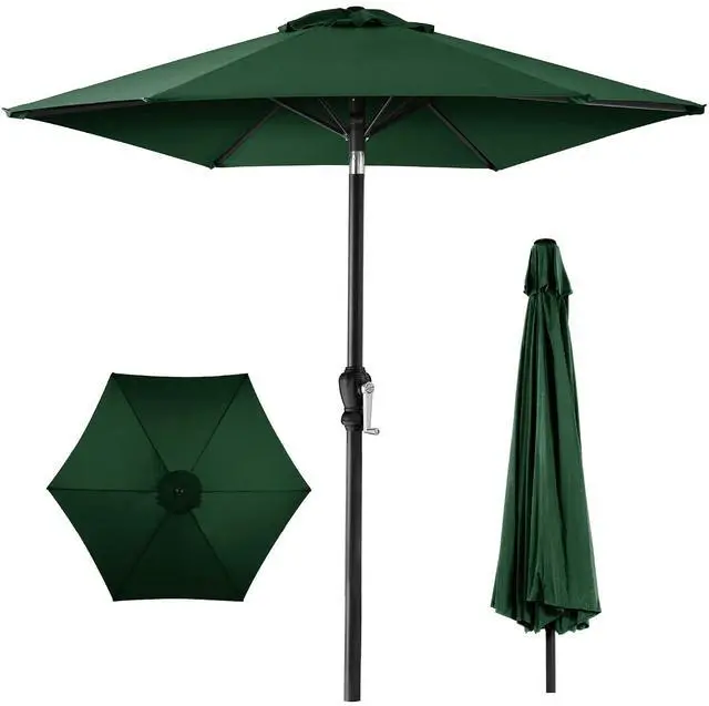 Main image of 10ft Outdoor Patio Umbrella, Outdoor Table Umbrella, Yard Umbrella, Market Umbrella with 6 Sturdy Ribs, Push Button, Tilt and Crank - Green