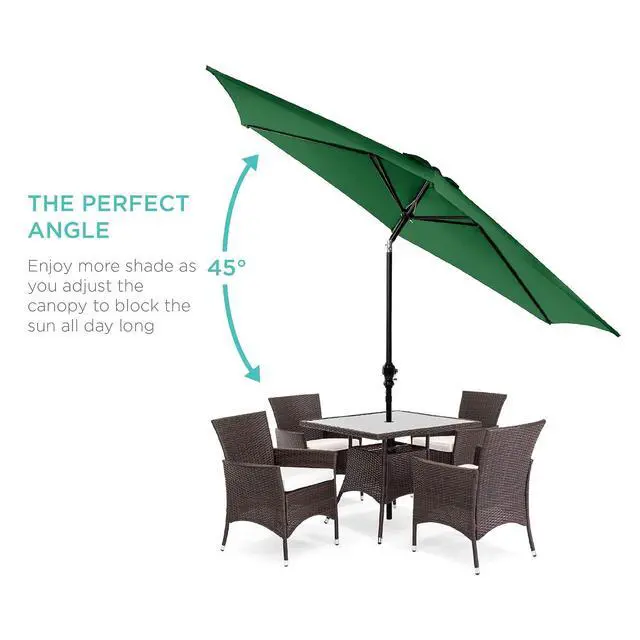 Alt view image 2 of 7 - 10ft Outdoor Patio Umbrella, Outdoor Table Umbrella, Yard Umbrella, Market Umbrella with 6 Sturdy Ribs, Push Button, Tilt and Crank - Green