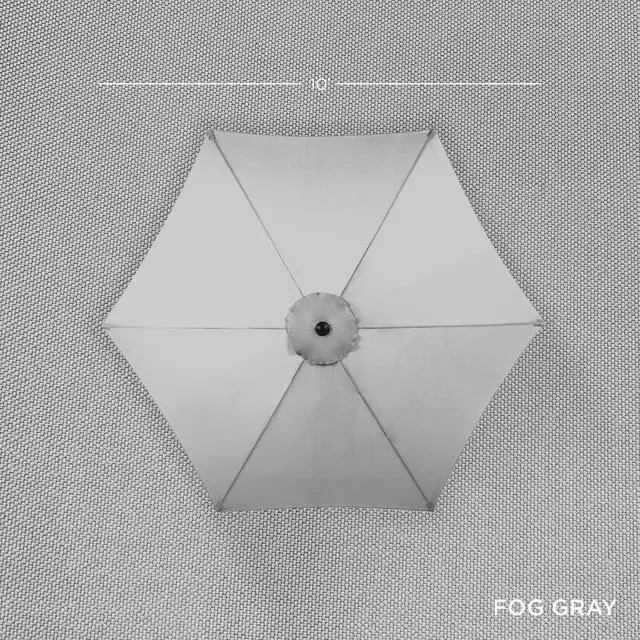 Alt view image 7 of 7 - 10ft Market Umbrella, Outdoor Sun Shade for Backyard, Deck, Poolside, Table w/Woodgrain Pattern, Easy Tilt & Crank - Fog Gray
