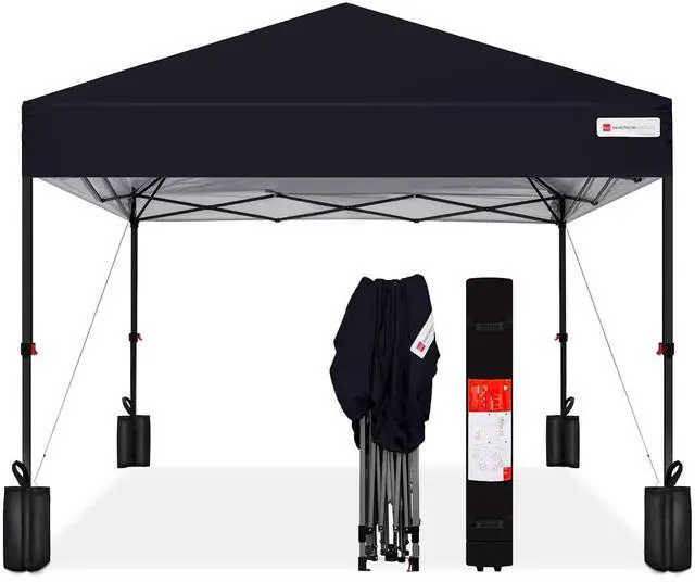 Main image of 10x10ft Pop Up Canopy Tent, Outdoor Shade, 1 Person 1 Minute Set Up, Carry Case, 4 Weight Bags - Black