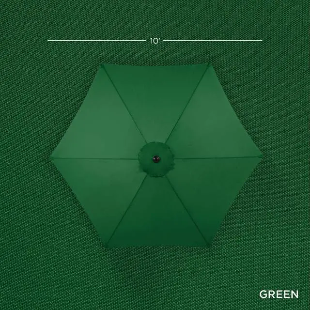 Alt view image 4 of 7 - 10ft Outdoor Patio Umbrella, Outdoor Table Umbrella, Yard Umbrella, Market Umbrella with 6 Sturdy Ribs, Push Button, Tilt and Crank - Green