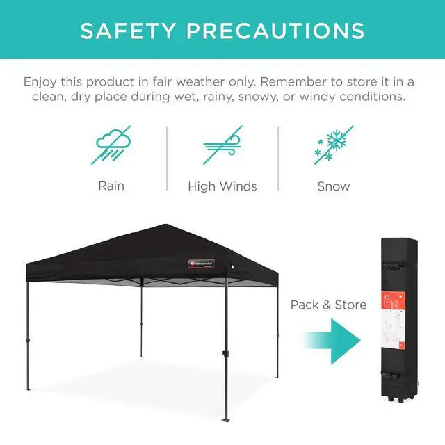 Alt view image 5 of 7 - 10x10ft Pop Up Canopy Tent, Outdoor Shade, 1 Person 1 Minute Set Up, Carry Case, 4 Weight Bags - Black