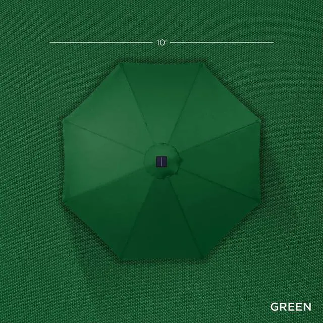 Alt view image 4 of 7 - 10ft Solar Polyester LED Lighted Patio Umbrella w/Tilt Adjustment and UV-Resistant Fabric - Green
