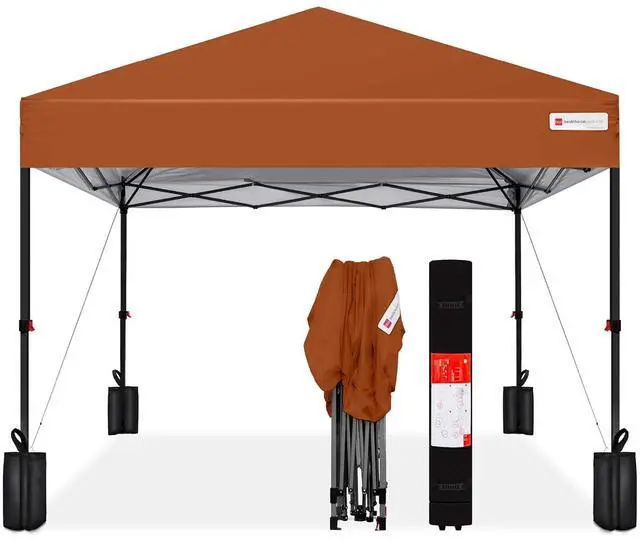 Main image of 10x10ft Pop Up Canopy Tent, Outdoor Shade, 1 Person 1 Minute Set Up, Carry Case, 4 Weight Bags - Rust