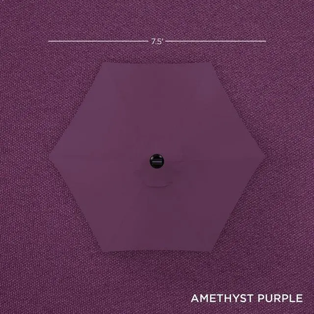 Alt view image 4 of 7 - 7.5ft Solar Umbrella LED Lighted Patio Umbrella, Table Market Umbrella with Tilt and Crank, Outdoor Umbrella for Garden, Deck, Backyard, Pool and Beach - Amethyst Purple