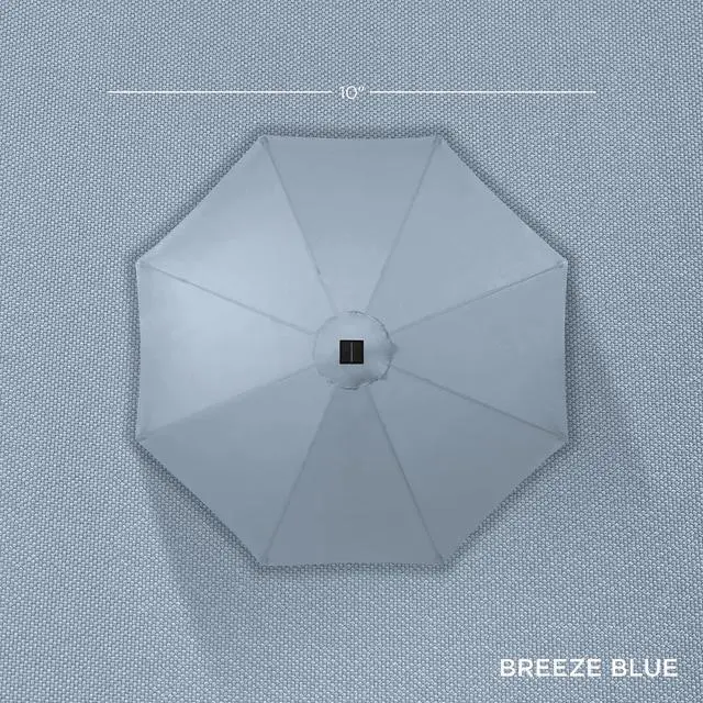 Alt view image 4 of 7 - 10ft Solar Polyester LED Lighted Patio Umbrella w/Tilt Adjustment and UV-Resistant Fabric - Breeze Blue