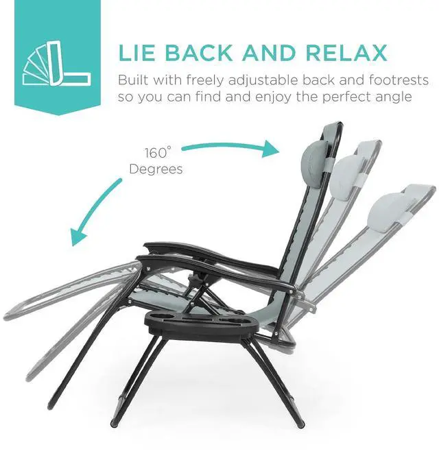 Alt view image 4 of 7 - Set of 2 Adjustable Steel Mesh Zero Gravity Lounge Chair Recliners w/Pillows and Cup Holder Trays - Stardew