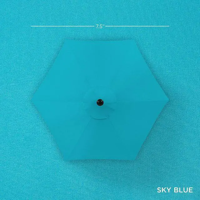 Alt view image 4 of 7 - 7.5ft Solar Umbrella LED Lighted Patio Umbrella, Table Market Umbrella with Tilt and Crank, Outdoor Umbrella for Garden, Deck, Backyard, Pool and Beach - Sky Blue