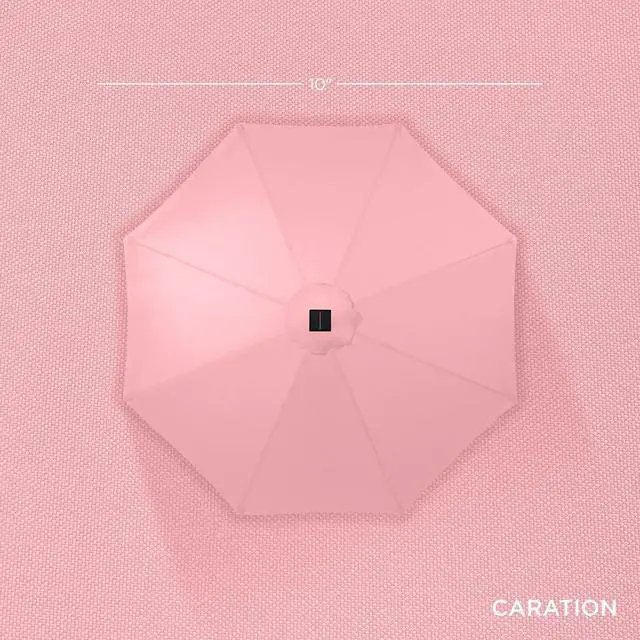 Alt view image 4 of 7 - 10ft Solar Polyester LED Lighted Patio Umbrella w/Tilt Adjustment and UV-Resistant Fabric - Carnation