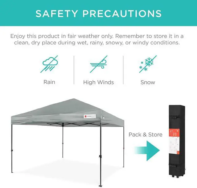 Alt view image 5 of 7 - 10x10ft Pop Up Canopy Tent, Outdoor Shade, 1 Person 1 Minute Set Up, Carry Case, 4 Weight Bags - Silver