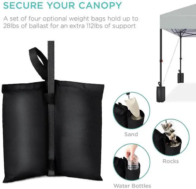 Alt view image 6 of 7 - 10x10ft Pop Up Canopy Tent, Outdoor Shade, 1 Person 1 Minute Set Up, Carry Case, 4 Weight Bags - Silver