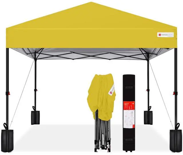 Main image of 10x10ft Pop Up Canopy Tent, Outdoor Shade, 1 Person 1 Minute Set Up, Carry Case, 4 Weight Bags - Yellow
