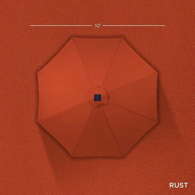 Alt view image 4 of 7 - 10ft Solar Polyester LED Lighted Patio Umbrella w/Tilt Adjustment and UV-Resistant Fabric - Rust