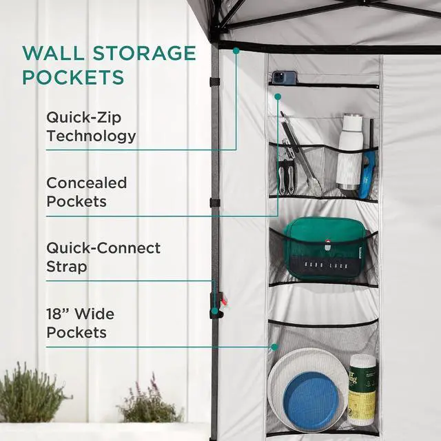 Alt view image 2 of 7 - 10x10ft Pop Up Canopy Tent with Sidewall, 1 Person 1 Minute Set Up, Carry Case, 4 Weight Bags - Orange