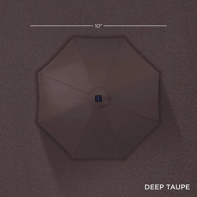 Alt view image 4 of 7 - 10ft Solar Polyester LED Lighted Patio Umbrella w/Tilt Adjustment and UV-Resistant Fabric - Deep Taupe