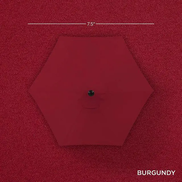 Alt view image 4 of 7 - 7.5ft Solar Umbrella LED Lighted Patio Umbrella, Table Market Umbrella with Tilt and Crank, Outdoor Umbrella for Garden, Deck, Backyard, Pool and Beach - Burgundy