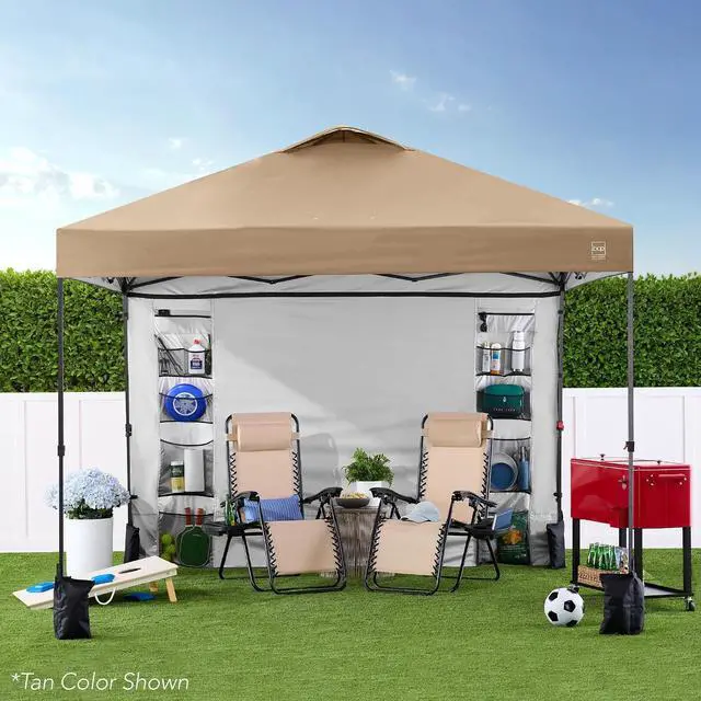 Alt view image 6 of 7 - 10x10ft Pop Up Canopy Tent with Sidewall, 1 Person 1 Minute Set Up, Carry Case, 4 Weight Bags - Orange