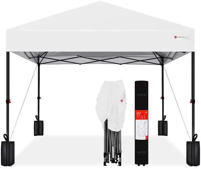 Main image of 10x10ft Pop Up Canopy Tent, Outdoor Shade, 1 Person 1 Minute Set Up, Carry Case, 4 Weight Bags - White